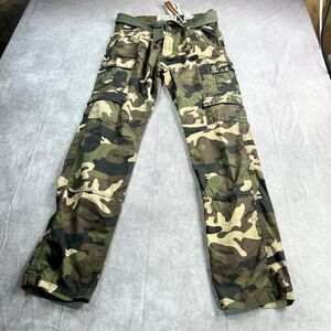 L.A.B Camo Pants Men 32x32(33) Green Belt Cargo Slim Straight Military Tactical